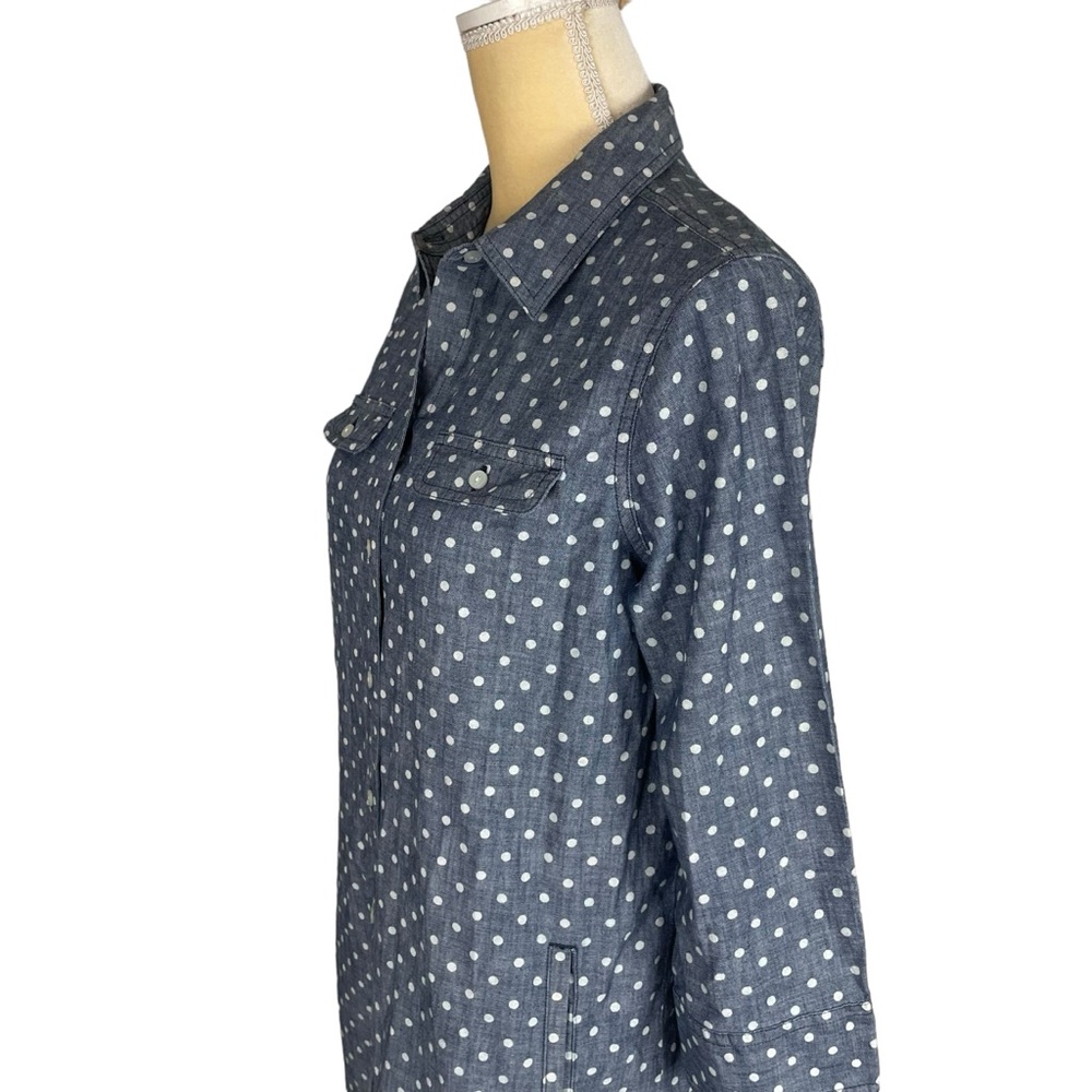 Talbots Polka Dot Chambray Button Down Shirt Dres… - image 3
